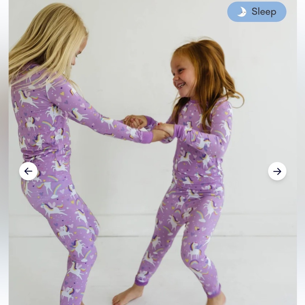 Little Sleepies Purple Unicorns Toddler Girl Pajama Set Long Sleeved 3T - Picture 3 of 7